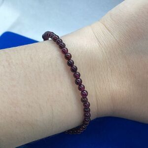 💛 925 3mm Garnet Bead Bracelet